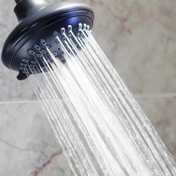 6 Function Adjustable Luxury Shower Head - High Pressure Boosting, Wall Mount, Bathroom Showerhead For Low Flow Showers, 1.8 GPM - Oil-Rubbed Bronze & California Certified