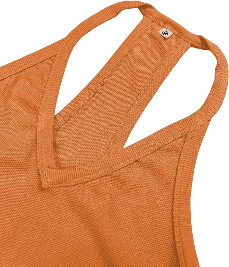 iGENJUN Workout Tops for Women Racerback Basic Tank Summer 2025 Camisole V Neck Slim Fit Ribbed Sleeveless-FlexoryFit
