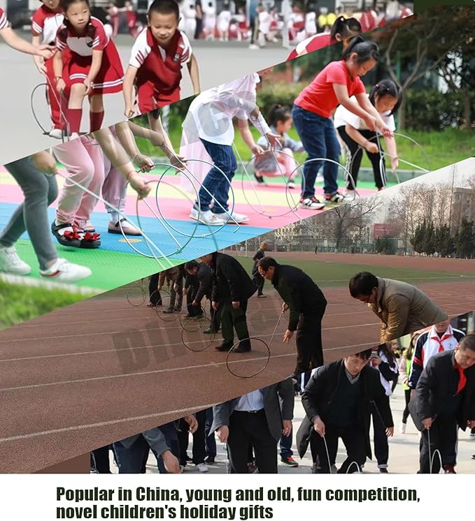 Iron-Hoop Rolling,Iron Ring Game,Stainless Steel Rolling Iron Ring,Adult Students Parent-Child Outdoor Fitness Equipment,Hand Pushing Wind fire Wheel, Chinese Traditional Sports Nostalgic Toys (47CM)-FlexoryFit