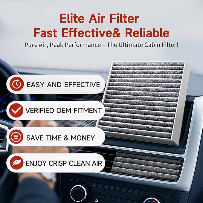 Cabin Air Filter with Activated Carbon, Compatible With Lexus ES, GS, GX, IS, LS, RX; Subaru Legacy, Outback; Toyota 4Runner, Camry, Corolla, Highlander, Prius, RAV4, Sequoia, Sienna