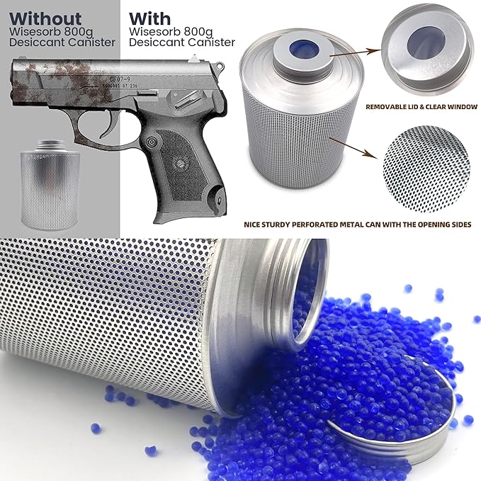800 Gram Gun Safe Dehumidifier, 2 Pack of 1.77 LBS Rechargeable Dehumidifier Blue to Pink Silica Gel Desiccant Moisture Absorbers, Dehumidifiers for Room, Bedroom, Safe, Closet, Bathroom, Car