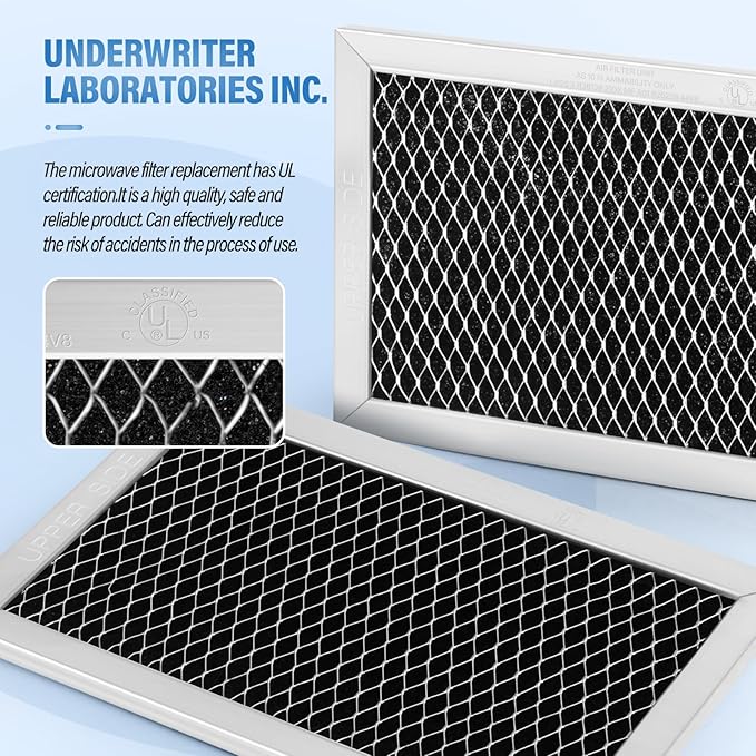 8Pcs Microwave Charcoal Filter Replacement for GE JX81C WB02X10776, Microwave Filter Replacement 7.68" x 4.85" Air Carbon Filter