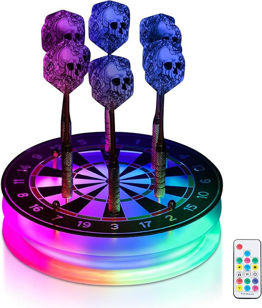 Light Up Dart Holder, Acrylic Dart Holder with Multiple Color Modes and Brightness Adjustment Function with Remote Control, Birthday Christmas Dart Gifts for Men or Darts Enthusiasts