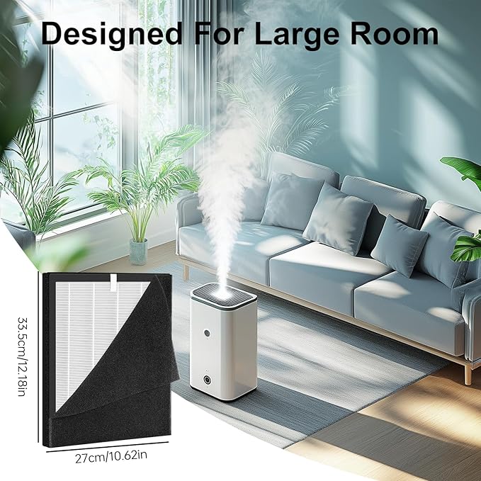 KJ190L Replacement Filters Compatible with MOO-KA KJ190L Pet Air Pur-ifier, High Efficiency & Activated Carbon Filter, Cleaning Rate Up to 99.98%, 1 Pack & 2 Pack Washable Pre-Filters