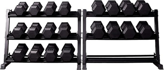REP Fitness Rubber Hex Dumbbell Set, Adjustable Weight Pairs, Home Gym Equipment, Strength Training For Men Women, Black Coated Grips, Workout Rack Storage Optional, Heavy Lb Free Weights-FlexoryFit