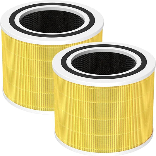 2 Pack Core 200S Replacement Filter Compatible with LEVOIT Core 200S/ Core 200S-P Air Purifier, 3-in-1 Activated Carbon HEPA Pet Care Filter, Yellow