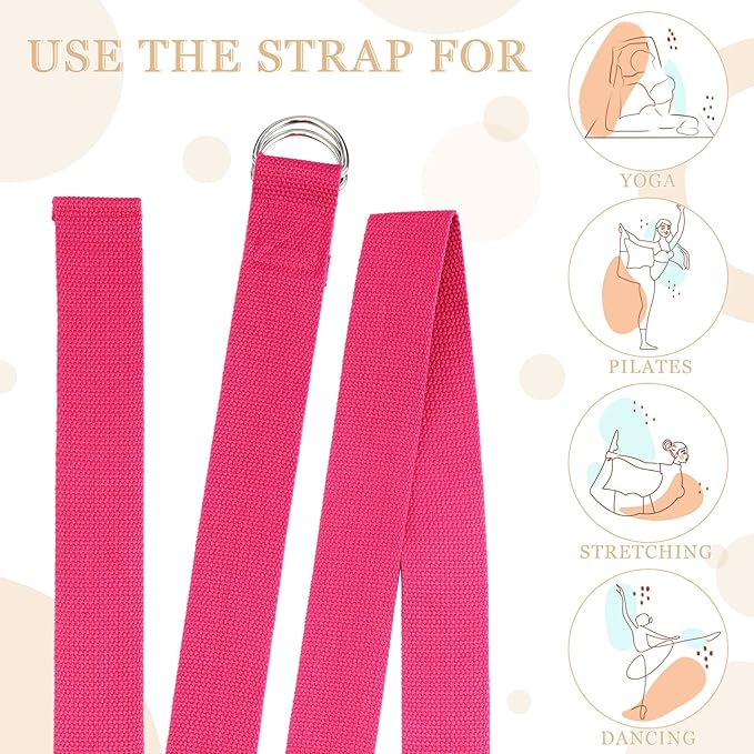6 Pcs Yoga Strap for Stretching 8 Ft Yoga Exercise Adjustable Straps Bands with Safe Adjustable D Ring Buckle for Pilates Gym Workouts Fitness Improves Sitting Posture-FlexoryFit
