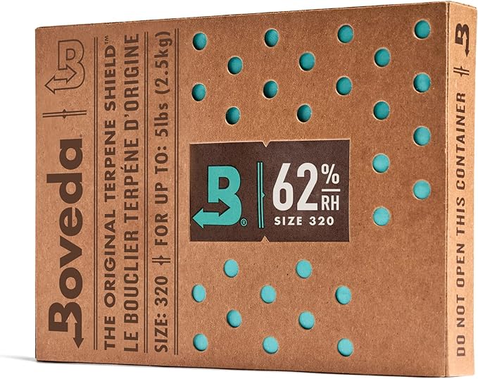Boveda 62% Two-Way Humidity Control Pack For Storing 5 lb – Size 320 – Single – Moisture Absorber for Storage Containers – Humidifier Pack – Individually Wrapped Hydration Packet