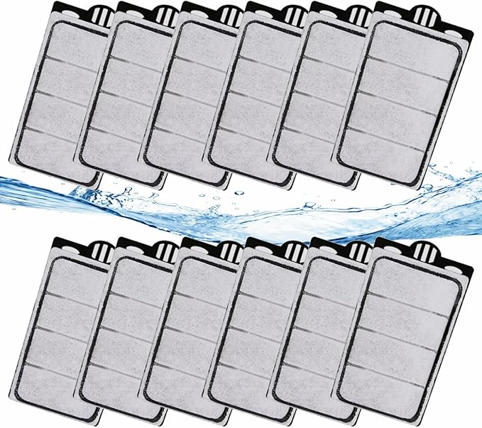 GOZILLA 12 Pack Auqarium Filter Cartridges, 3-Layer Auqarium Filters Replacement Plates, Turtle Tank Filter Sponges with Activated Carbon, Suitable for 3.5W 74GPH Low-Water Filters.