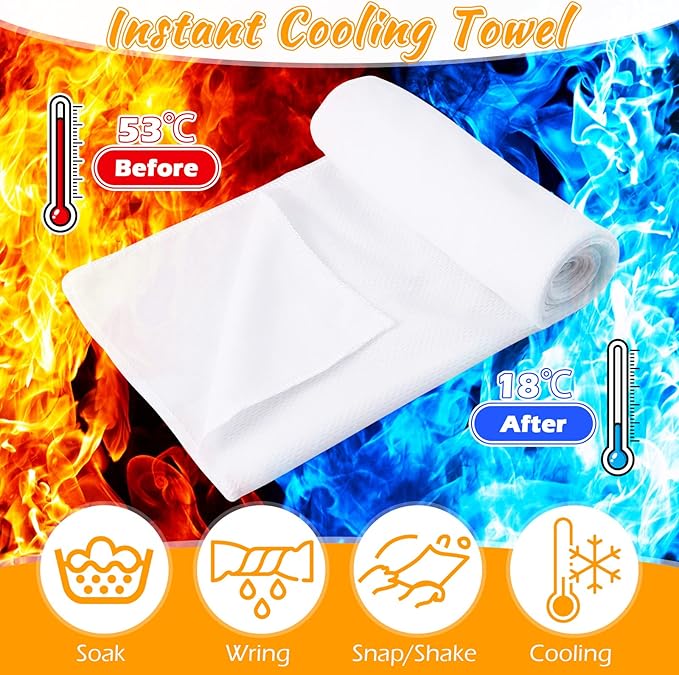 20 Pcs Cooling Towel 40" x 12" Ice Towel for Neck and Face Microfiber Chilly with Bag Breathable Yoga Gym Stay Cool Towels Sweat Rag for Workout Running Camping Pilates Beach Accessories (White)-FlexoryFit