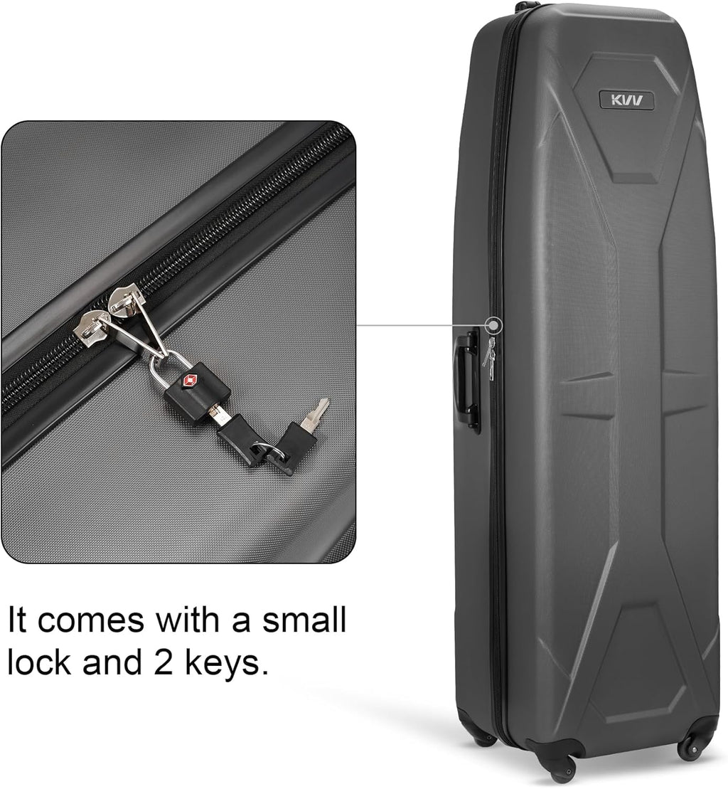 KVV Solid ABS Shell Hard Sided Golf Travel Case with Super Easy Rolling Wheels Ultimate Protection