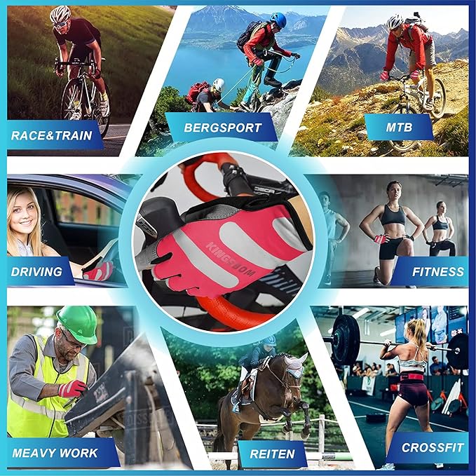 KINGSBOM Breathable Cycling Gloves, Shock-Absorbing Bike Gloves with Light Silicone Gel Pad, Anti-Slip Bicycle Gloves for Men and Women-FlexoryFit