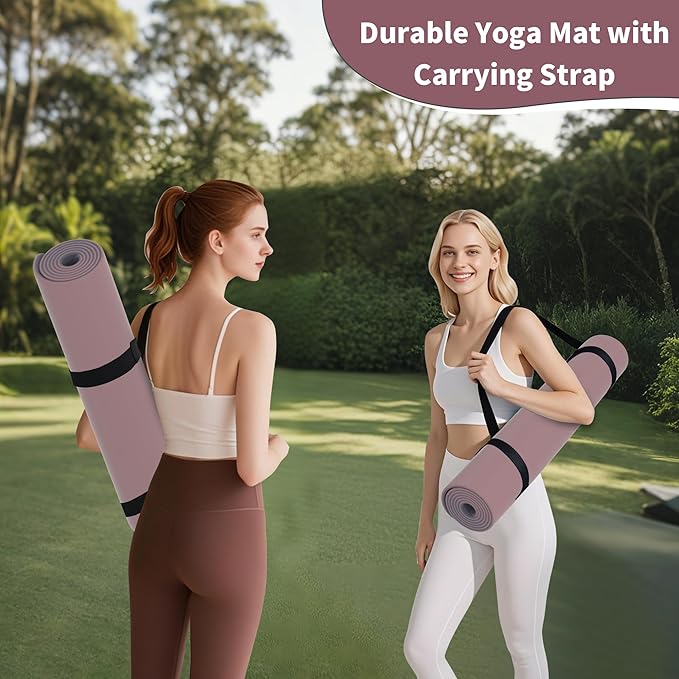 HAHE Non Slip Yoga Mat Wide, (72"L X 32"W, 0.24" Thick) Large Fitness Exercise Mat with Carrying Strap, Eco-Friendly POE Yoga Mats for Home, Gym, Pilates, Stretching-FlexoryFit