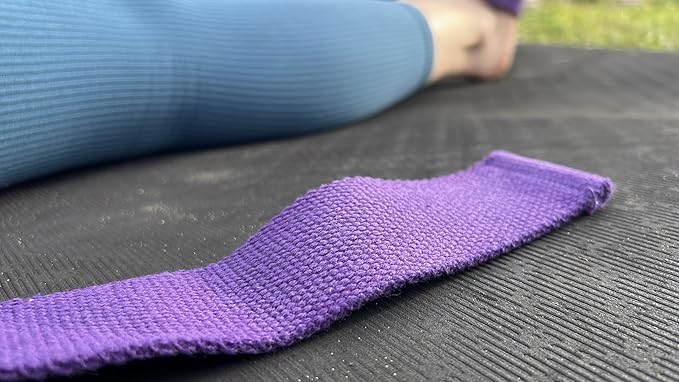 Adaptive Yoga Strap, Stretching Strap, 2 Inches Wide, 100% Naturally Soft Cotton, Steel D-Rings, Includes Natural Cotton Drawstring Storage Pouch and Instructional E-Book-FlexoryFit