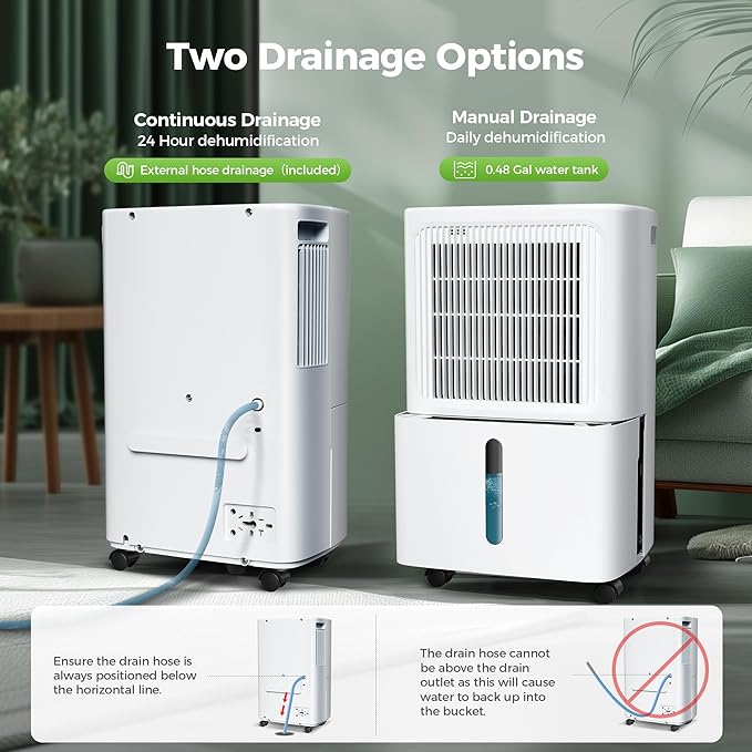 2500 Sq.ft Dehumidifier for Home and Basement, 31 Pint Dehumidifier with Drain Hose, Intelligent Humidity Control, 3 Operation Modes,24HR Timer,Auto Defrost, Ideal for Large RV, Bathroom, Bedroom