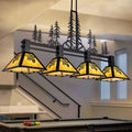 TOCHIC 64" Pool Table Light, 4 Lights Tiffany Billiard & Pool Table Lights, Farmhouse Chandelier for Dining Room Rustic Hanging Ceiling Light Fixture for 7 to 9 ft Tables Game Room Basement Bar