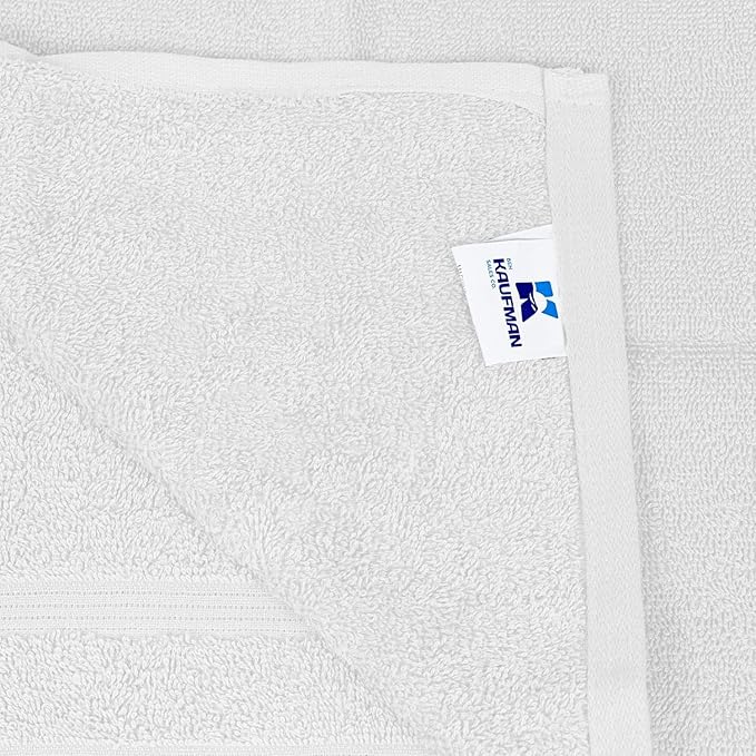 Kaufman - Premium Hand Towels Set for Bathroom, Spa, Gym, and Face Towel 100% Cotton Ring Spun, Ultra Soft Feel and Highly Absorbent Towels (12, White)-FlexoryFit
