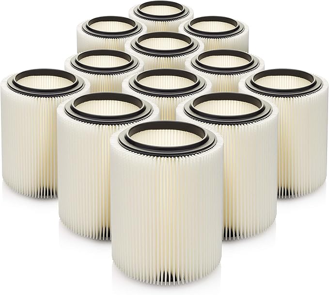 Kopach Replacement Filter for Craftsman and Ridgid Shop Vacs Part #s 9-17816, 9-17912 & Part #s VF4000, VF5000, 12 Pack, Deluxe Fine Particle Filter