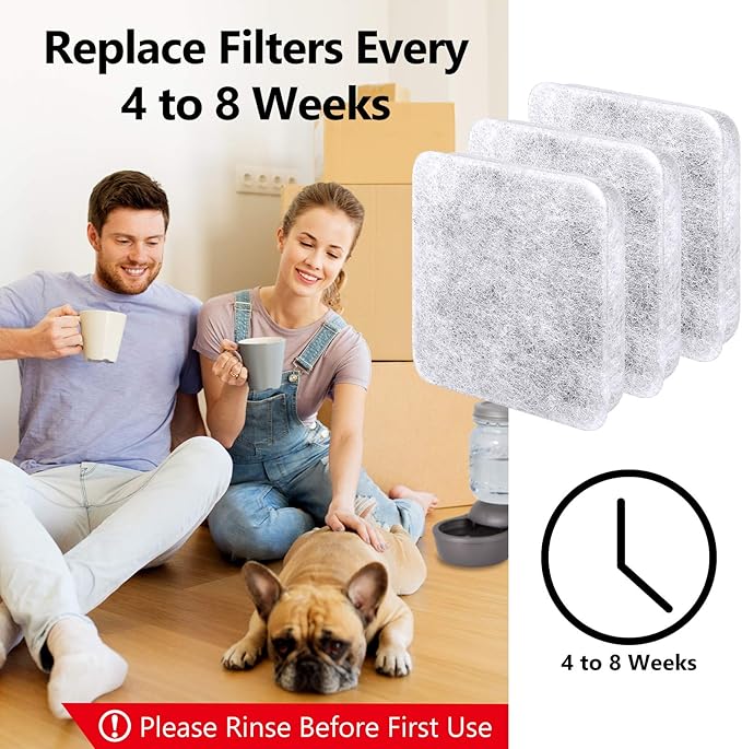 Dog Water Filter Replacement, Dog Water Bowl Filter, Pet Water Filter Compatible with Petmate Replendish Mason Automatic Gravity Waterer Bowls for Cats and Dogs, 6 Pack