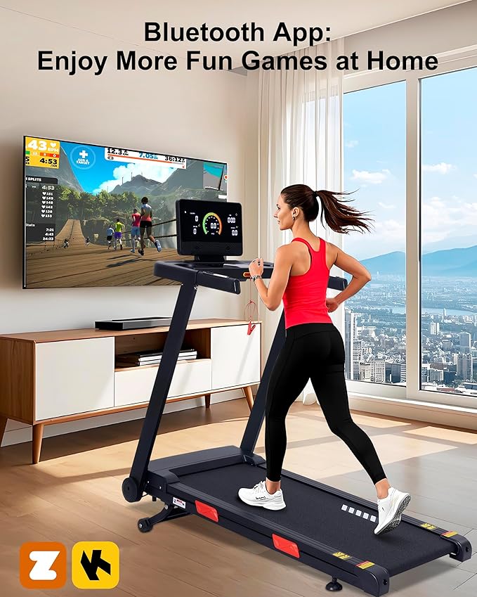 Auto Incline Treadmill, 20% Incline, 3.0HP, 10 MPH Running Machine, 18.5" Wide Belt, 350 lbs Capacity, Treadmill for Home with Bluetooth App-FlexoryFit