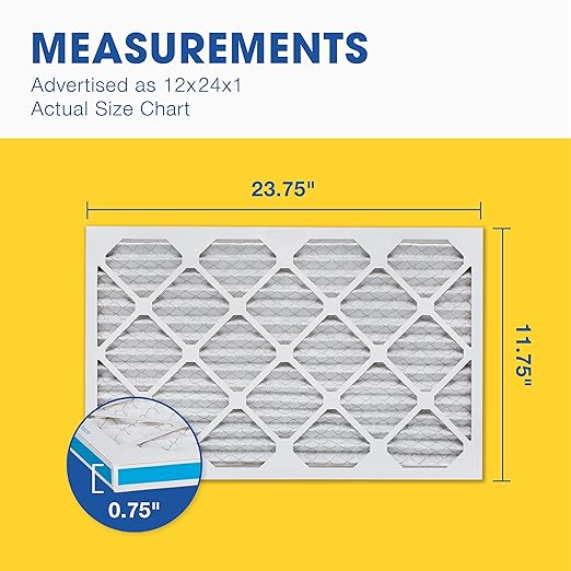 Aerostar 12x24x1 MERV 8 - 4 Count - High Efficiency Pleated HVAC, Furnace & Air Conditioner Filters - Removes Dust, Lint, Mold & Allergy-Causing Pollen
