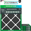 Filterbuy 16x20x1 Air Filter MERV 8 (MPR 700) Odor Eliminator Replacement (4-Pack), Electrostatic Pleated HVAC AC Furnace Filters w/Activated Carbon, Made in USA (Actual Size: 15.50 x 19.50 x 0.75)