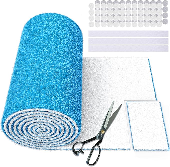 UBeesize Air Vent Filters, 20" x 120" Cut to Size Air Filter Material (80+ Filters), MERV 8 Triple Vent Filter Kit for Home Floor, Grilles, Ceiling, HVAC Furnace Vents, With 48PCs Adhesive Hook Tape