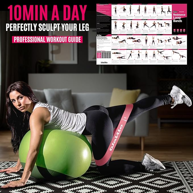 Fabric Resistance Bands for Working Out - Booty Bands for Legs -Glutes Training for Women and Men - Exercise Bands for Squats, Yoga, Physical Therapy -Home Gym Fitness-FlexoryFit