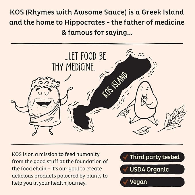 KOS Plant Based Protein Powder, Chocolate USDA Organic - Low Carb Pea Protein Blend, Vegan Superfood with Vitamins & Minerals - Keto, Soy, Dairy Free - Meal Replacement for Women & Men - 15 Servings-FlexoryFit