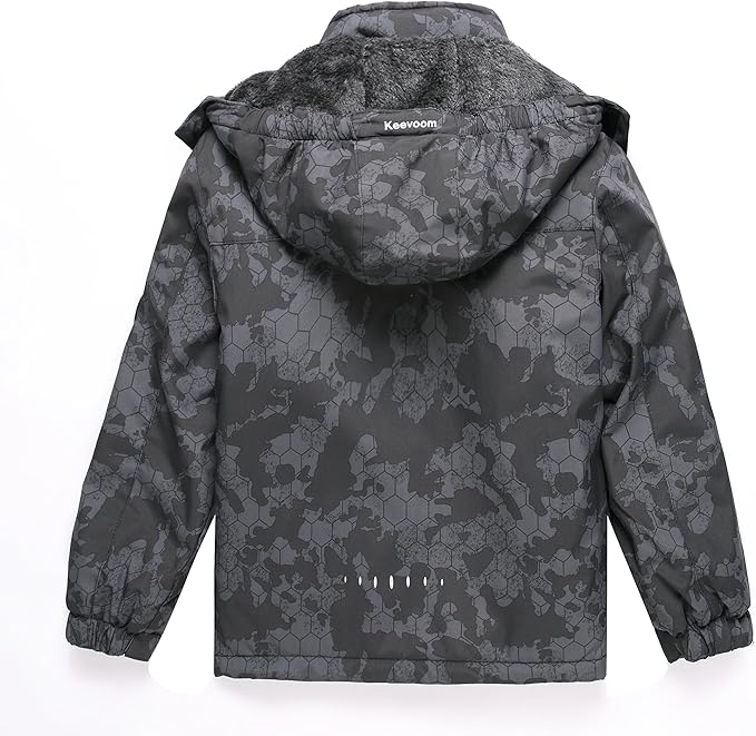 Keevoom Boys Winter Coat Ski Jacket Windproof Kids Snowboard Warm Fleece Snow Coat Waterproof Outdoor Hooded Ski Coats-FlexoryFit