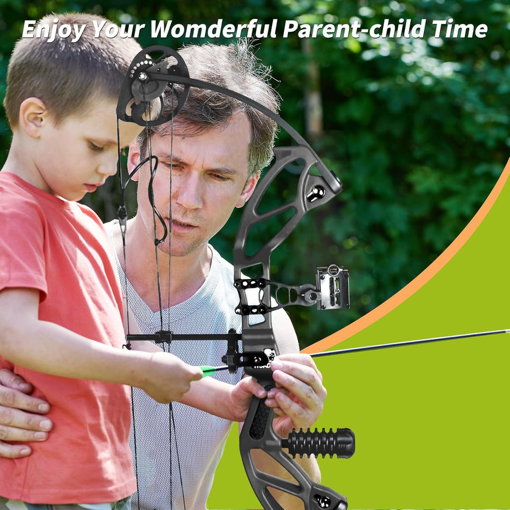 Compound Bow Archery Sets for Youth & Kids,Beginners, Right Hand Compound Bows, Draw Length 18"-27",15-30 lbs Draw Weight, 260fps, Hunting Bow Archery Arrows Set