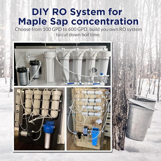 Membrane Solutions 150 GPD RO Membrane, Reverse Osmosis Membrane with Membrane Housing, Replacement for Under Sink Home Drinking RO Water Filter System, Wrench, 1/4" Quick-Connect Fittings,Check Valve