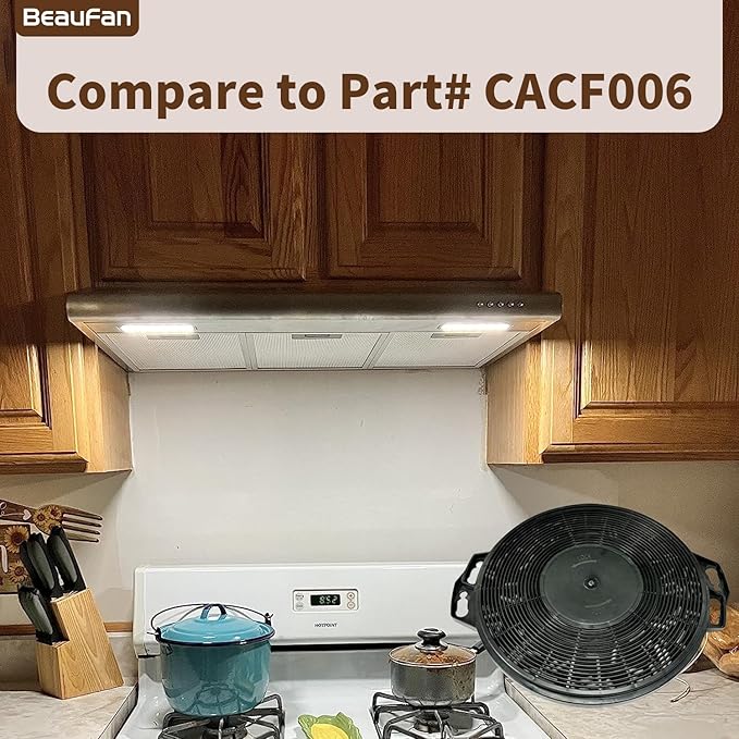 4 Pack CACF006 Charcoal Filters Replacement for CIARRA Range Hood Models CAS75918B, CAB75918B, CAS75918A, CAS75905, CAB75905, Comes in a Set with 4 Pack, Can be Replaced Twice