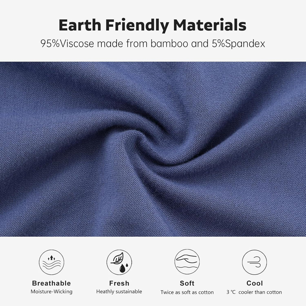 BAMBOO COOL Men's Ultra ComfortSoft Underwear, Moisture Wicking & Breathable No Ride Up Boxer Briefs with Fly, Multipack