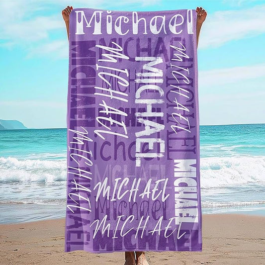 JML Personalized Beach Towel with Name, Custom Beach Towel with Name, Customized Microfiber Pool Towel, Quick Dry & Absorbent Swim Towel for Adult,Anniversary, Birthday, Summer Holiday,Vacation-FlexoryFit
