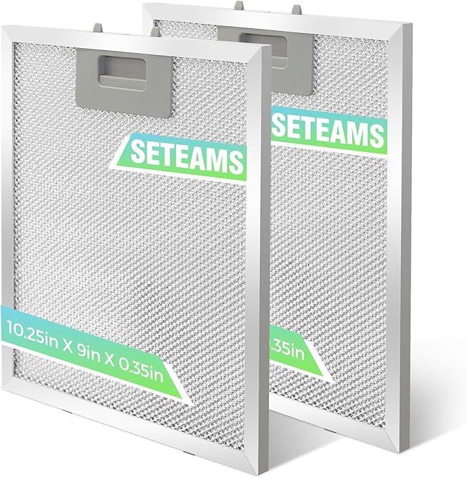 S97018029 Range Hood Filter Replacement - 10.25"x9" Aluminum Frame & Mesh with Plastic Clips - 2 Pack by seteams