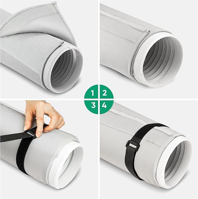 Air Conditioner Hose Cover Wrap, Heat Insulated AC Hose Cover, Easy Installation, Universal Fit for 5" & 5.9" Diameter Exhaust Hoses Tube