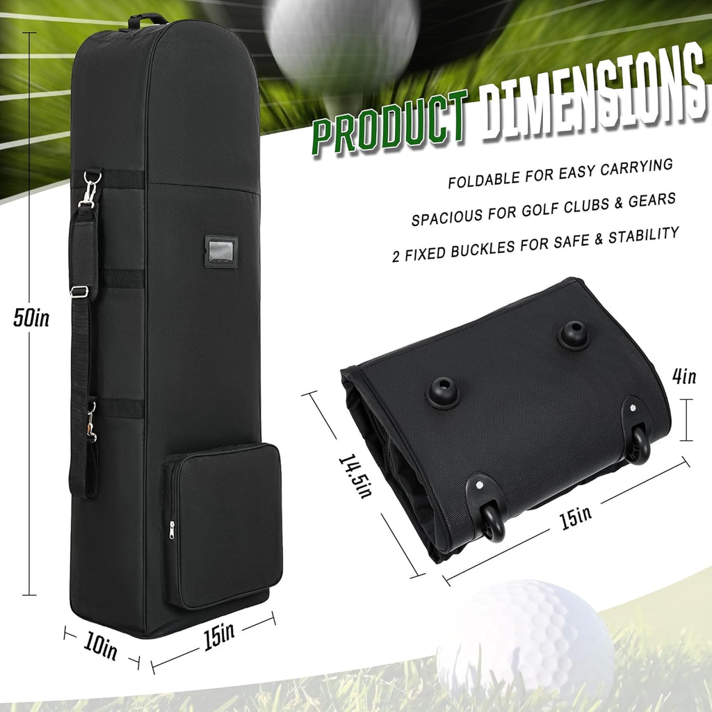 Golf Travel Bags for Airlines with Adjustable Support Rod and Detachable Shoulder Straps, Soft Foldable Golf Club Travel Covers, 900D Heavy Duty Oxford