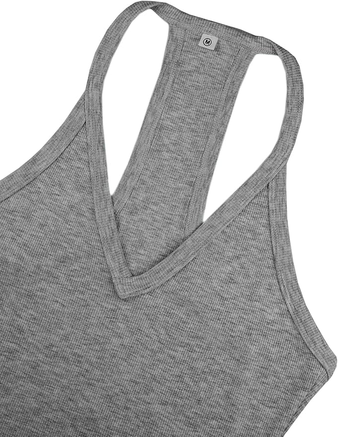 iGENJUN Workout Tops for Women Racerback Basic Tank Summer 2025 Camisole V Neck Slim Fit Ribbed Sleeveless-FlexoryFit