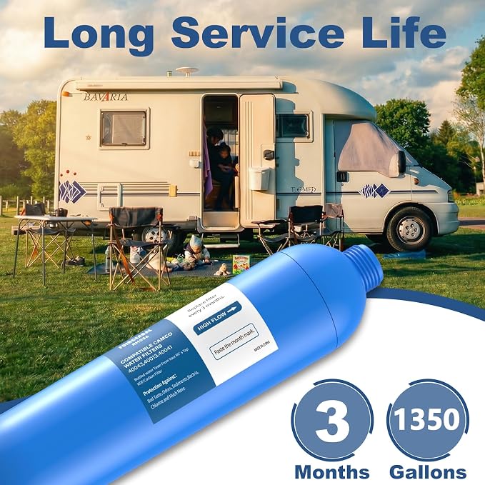 RV Water Filter with 2 Flexible Hose Protector, NSF Certified, 4 Pack Inline - Image 9