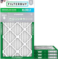 Filterbuy 8x30x1 Air Filter MERV 8 (MPR 700) Dust Defense Replacement (4-Pack), Electrostatic Pleated HVAC AC Furnace Filters, Made in USA (Actual Size: 7.50 x 29.50 x 0.75)