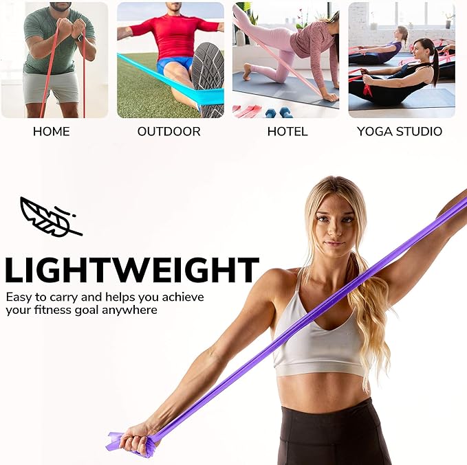 7Ft Long Resistance Bands for Stretching - Resistance Bands Set with Door Anchor - Exercise Bands Including Carry Pouch, E-Book & App - Latex-Free Workout Bands-FlexoryFit