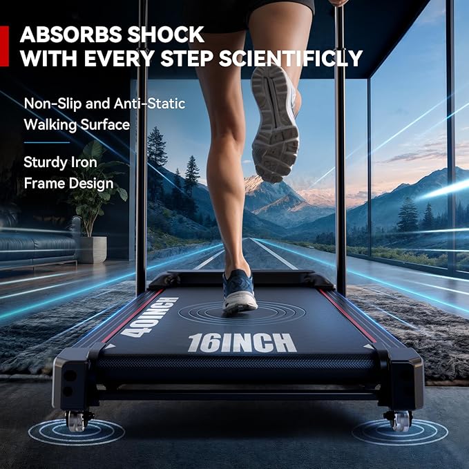 8.7MPH Incline Treadmill for Running and Walking, 3.5HP Quiet BLDC Treadmills for Home with Double Deck Technology, 350 lbs Weight Capacity, APP, Heart Rate-FlexoryFit