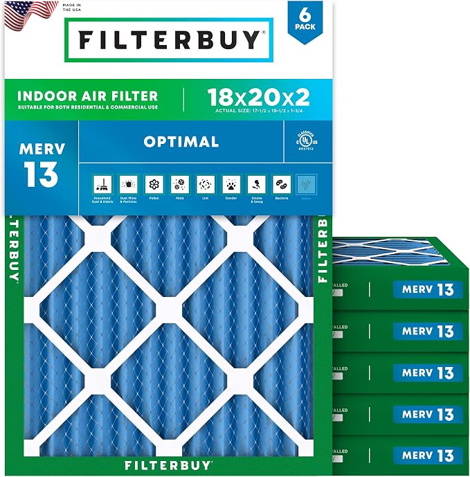 Filterbuy 18x20x2 Air Filter MERV 13 Optimal Smoke & Allergy Defense, by Filterbuy