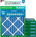 Filterbuy 18x20x2 Air Filter MERV 13 (MPR 1900) Health Defense Replacement (6-Pack), Electrostatic Pleated HVAC AC Furnace Filters, Made in USA (Actual Size: 17.50 x 19.50 x 1.75)
