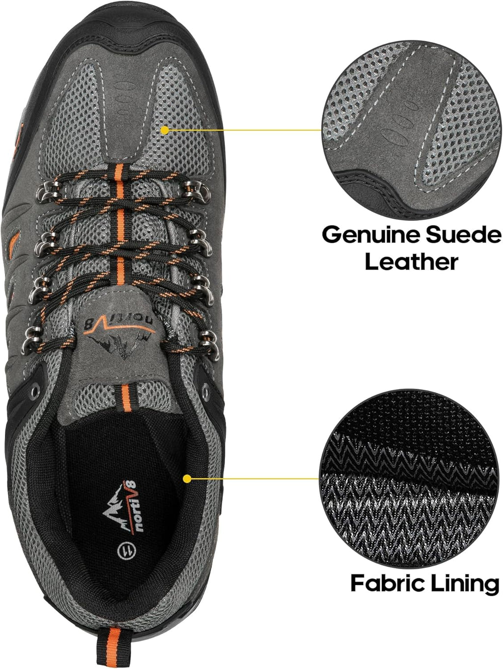 NORTIV 8 Men's Waterproof Hiking Shoes Leather Low-Top Hiking Shoes for Outdoor Trailing Trekking Camping Walking Quest