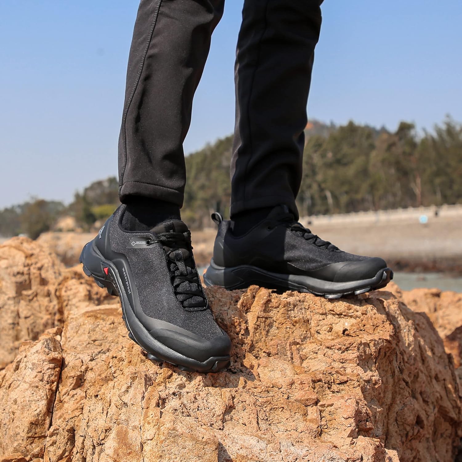 HUMTTO Men's All-Terrain Waterproof Hiking Shoes Lightweight Breathable Trekking Anti Slip Outdoor Trails Shoes