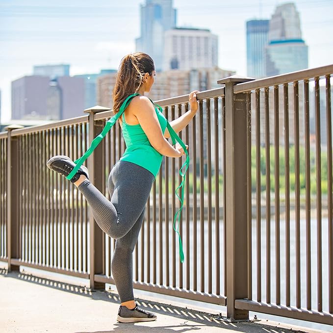 OPTP The Original Stretch Out Strap with Exercise Book, for Flexibility and Mobility Exercises. Stretch Out Straps for Physical Therapy, Yoga Stretching Strap and Knee Therapy Strap. Made in the USA-FlexoryFit