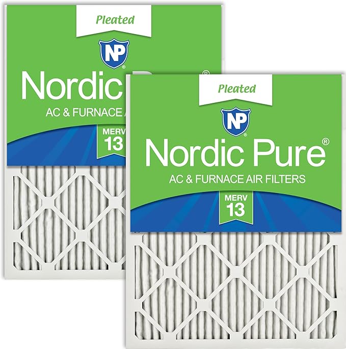 Nordic Pure 12x12x1 (11 3/4 x 11 3/4 x 3/4) Pleated MERV 13 Air Filters 2 Pack