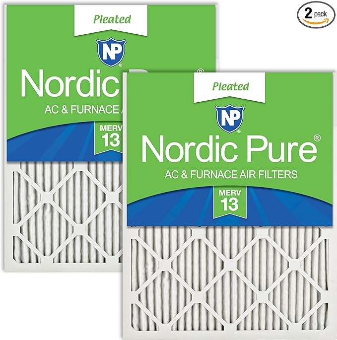 Nordic Pure 18x24x1 (17 1/2 x 23 1/2 x 3/4) Pleated MERV 13 Air Filters 2 Pack